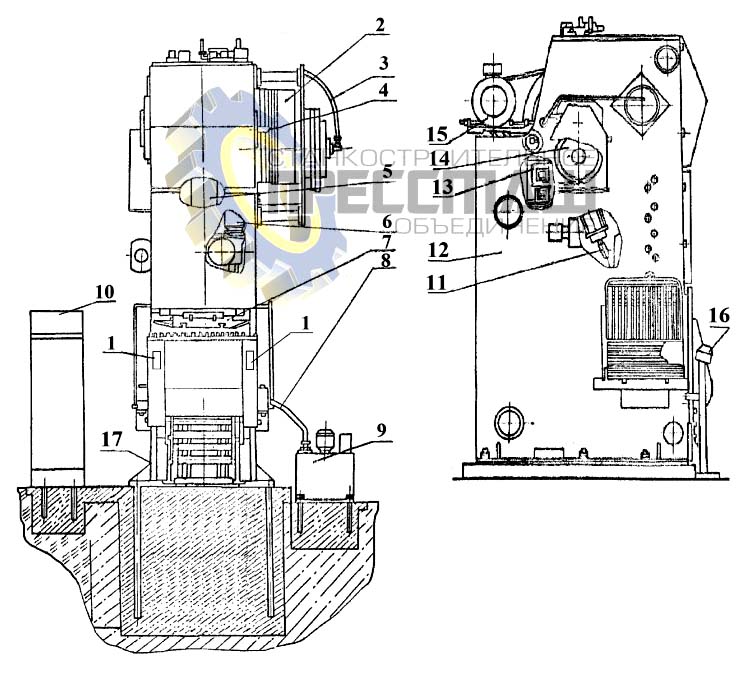 КД2132 Загальний вигляд  кривошипного открытого ненаклоняемого пресса